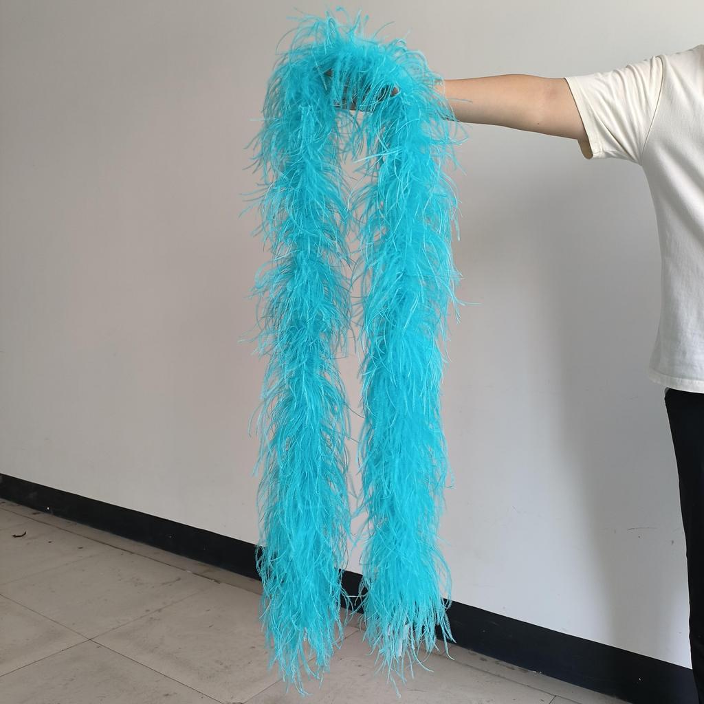 DIY 1 Ply Natural Ostrich Feathers Boa 2 Meter Fluffy Ostrich Feather Shawl for Wedding Party Dress Sewing Decoration Scarf