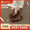 2025 Summer New French Hollow Shallow Mouth Flat Heel Soft Sole Non-slip Word Belt Niche Comfortable Shallow Mouth Single Shoes