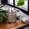 Pivní hrnek Velká kapacita Dřevěný sudový hrnek, 600ml Nerezová vložka Stein, Stein ve vintage stylu Rustikální korbel pro hospodu Domácí bar Párty Dárek Odolný