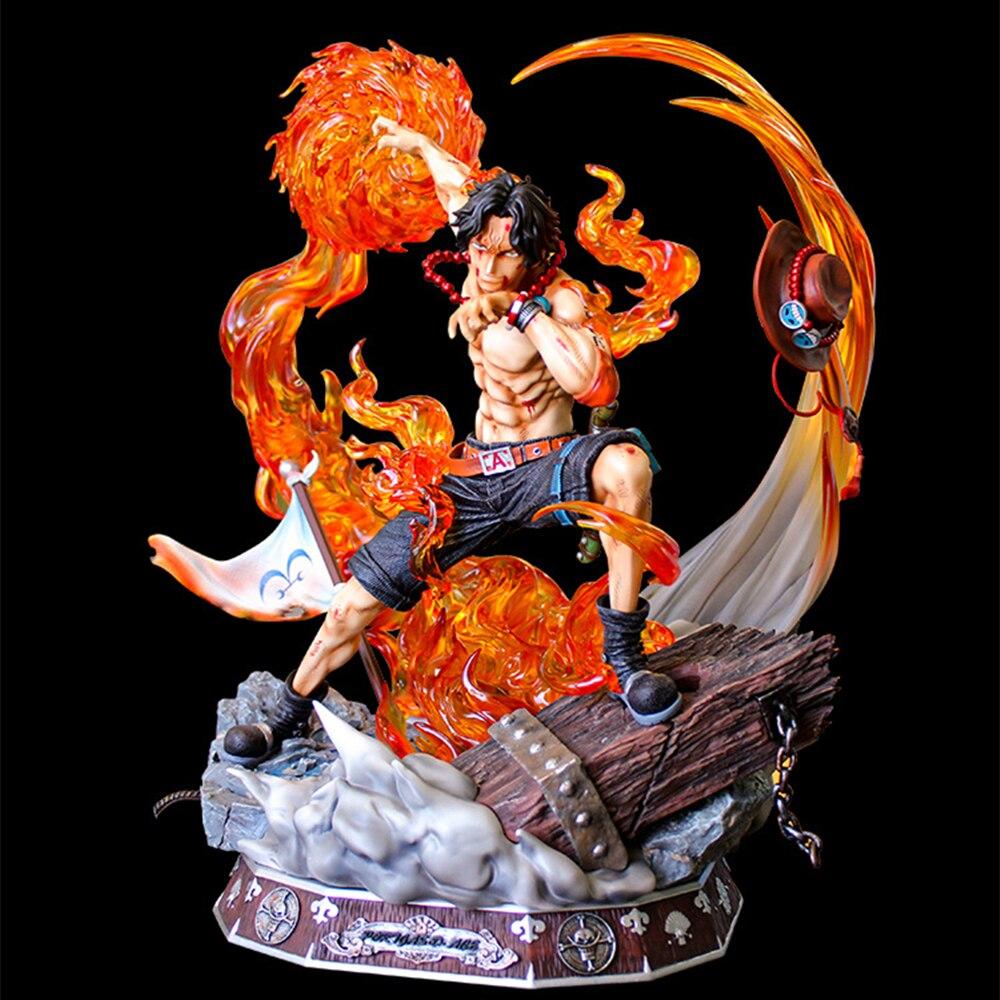 42cm One Piece Fire Fist Portgas D Ace Anime Figurines Enkai Flame Commandment Battle Action Toys Figures Model Statue Gift