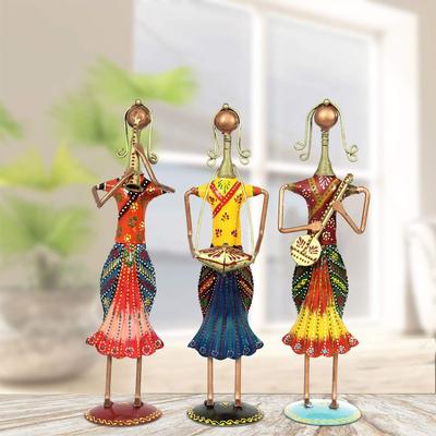Musical Lady Dolls Set Handmade Decorative Gift Item Showpiece for Homedecor, 3 Piece