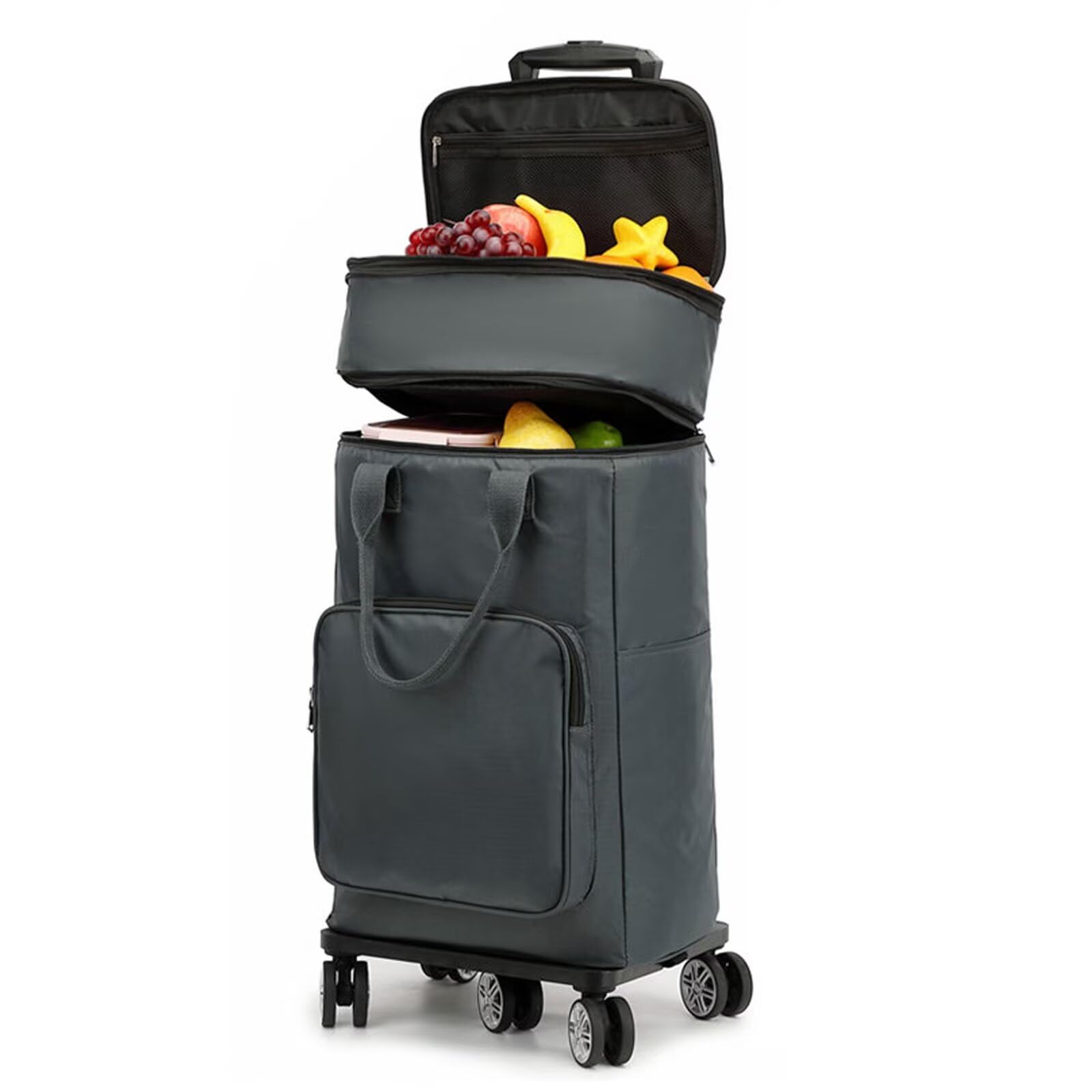 

KASYANKA Shopping Shopping Shopping Большая 5-сторонняя Двусторонняя 360 градусов Регулируемая по высоте Молодая Дорожная Тележка, Тележка, Переноска, Складная, Холодная/Теплая, 50 л, серый