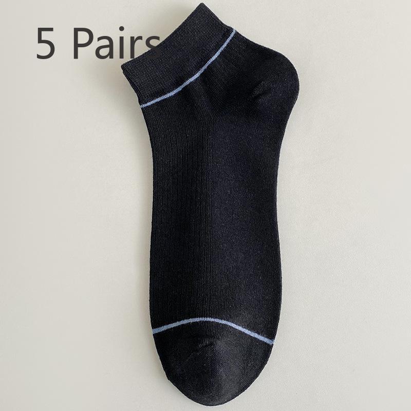 

5 пар мужских тонких однотонных повседневных дышащих спортивных носков короткой длины для весны и лета, впитывающих пот 5 Pairs чёрный