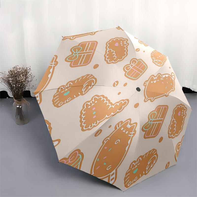 Gingerbread Man Themed Travel Umbrella-8 Ribs Automatic Opening and Closing, Portable Folding Design, Compact and Stylish Umbrella Suitable