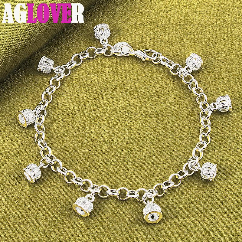 925 Sterling Silver Crown Pendant AAA Zircon Bracelet Jewelry