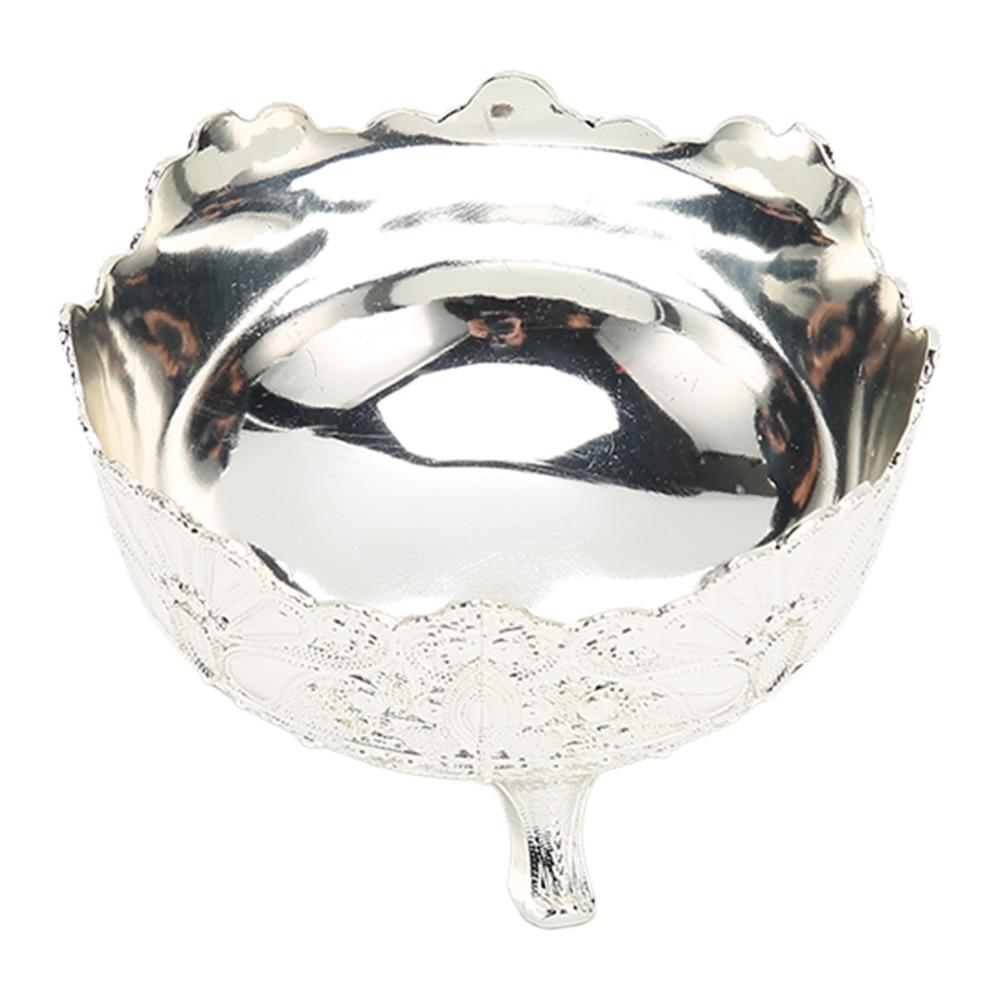 Footed European Style Serving Bowl Silver Metal Serving Bowl Decorative Centerpiece Dish Party Use