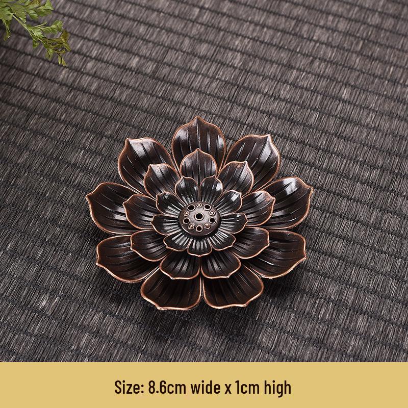 Antique Double-Layer Lotus Incense Holder for Tea Ceremony and Buddha Incense, Multi-Porous Sandalwood Line Burner.