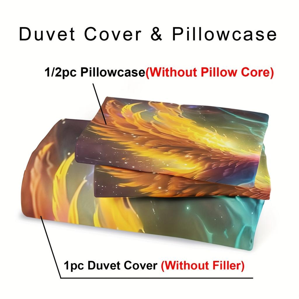 2/3pcs Duvet Cover Set, Soft And Comfortable, Phoenix Duvet Cover Twin, Duvet Cover Set Twin Size Phoenix Rainbow, Phoenix