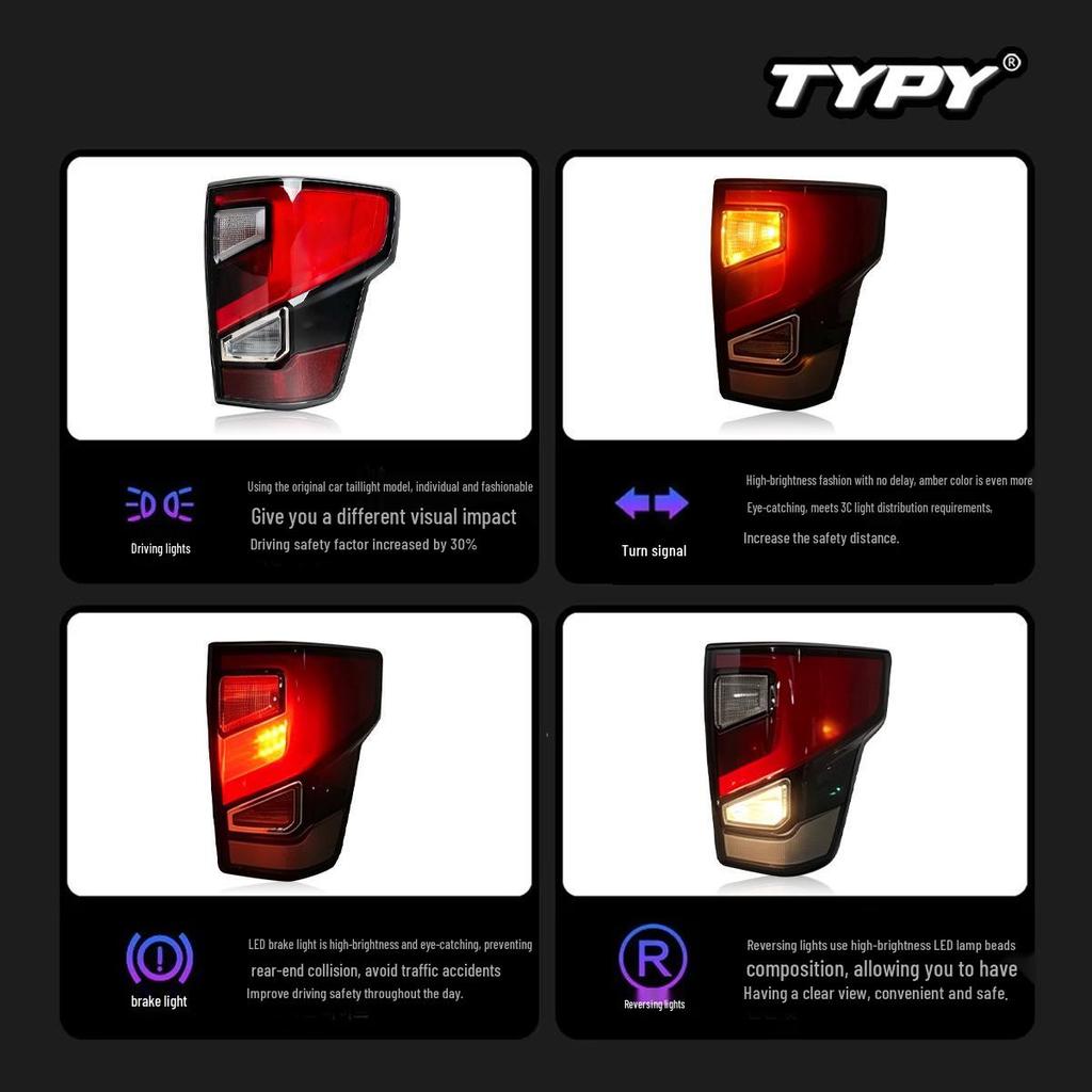 Upgraded LED Daytime Running Lights & Turn Signals for 16-18 Nissan Titan Rear Taillights