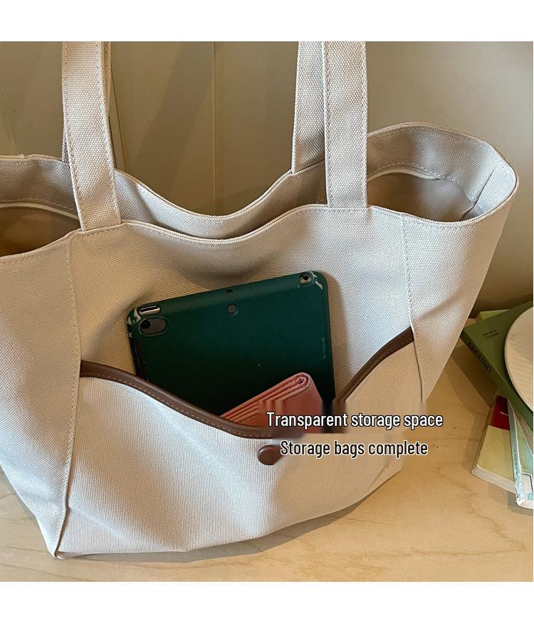 2026 Artistic Youth Canvas Shoulder Tote: Large Capacity, Versatile, Casual Bag for Students and Women