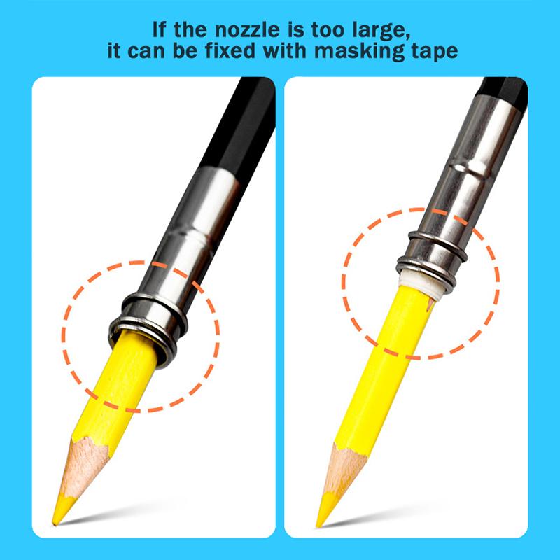 Suport prelungitor creion reglabil cu cap simplu/dublu, tijă prelungitoare metalică/lemn, creioane rotunde/triunghiulare/hexagonale, suport pentru creioane