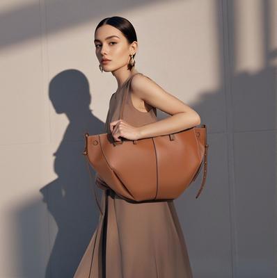 French Niche Pol Wing Bag Tote Bag New Cy Me Cowhide Portable Large-capacity Shopping Bag Genuine Leather Women's Bag