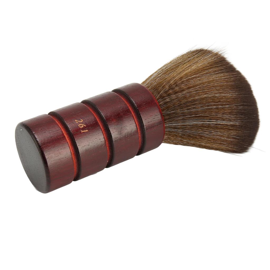 Wooden Face Duster Brush Lightweight Professional Cleaning Neck Duster Brush for Barber Shop Brown