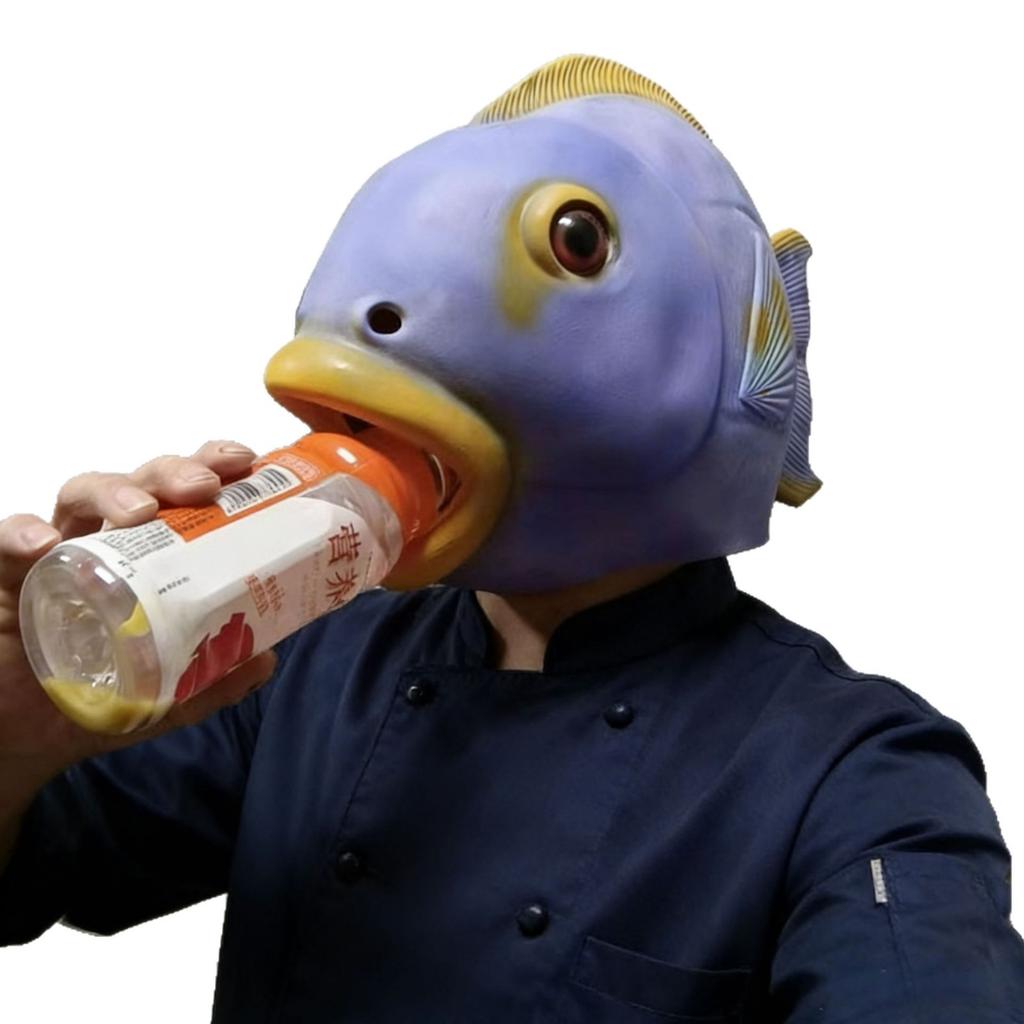 Halloween Niedliches Tier Latex Fischkopfmaske Tropenfisch Kopfschmuck Lustige Party Kostüm Requisiten