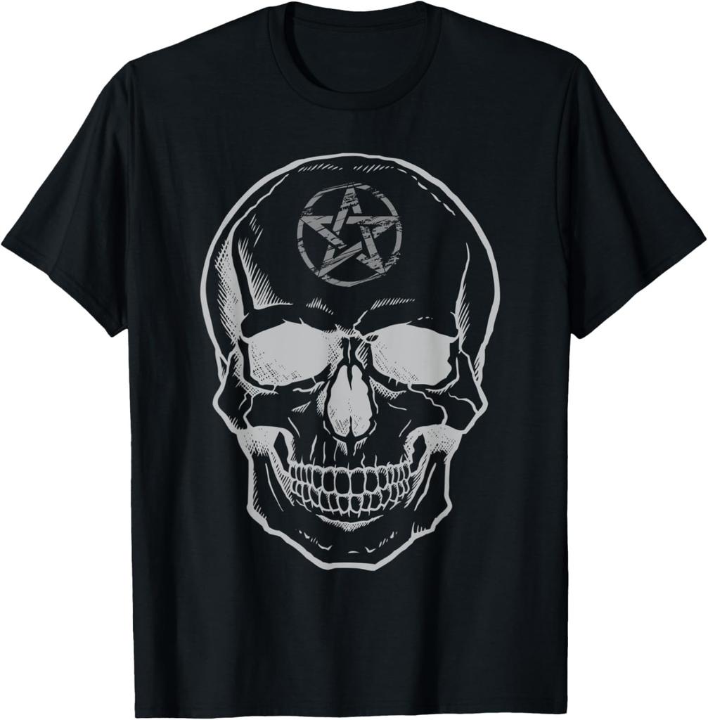 Scull and Pentagram Goth Alternative Novelty Dark Fashion T-Shirt