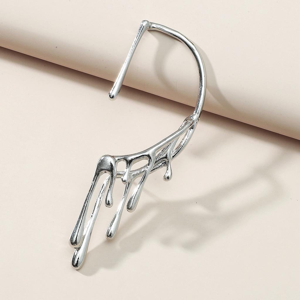 Exaggerated Personality Fashion Lava Ear Hanging Ins Design Feeling Water Drop Retro Ear Bone Clip Earrings Jewelry Women