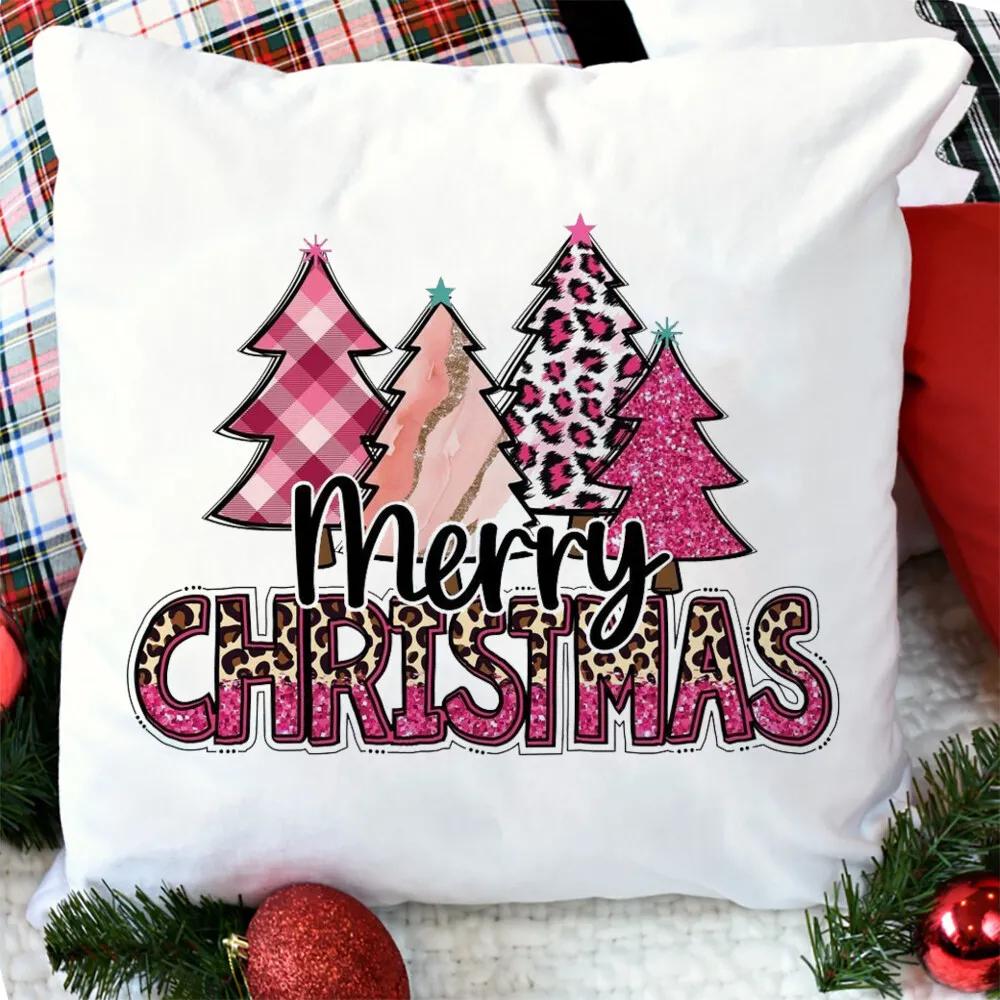 merry christmas printed Pillow Case christmas derco Pillow Dust Cover Bedroom Kids pink xmas Party Decoration Pillowcase gifts