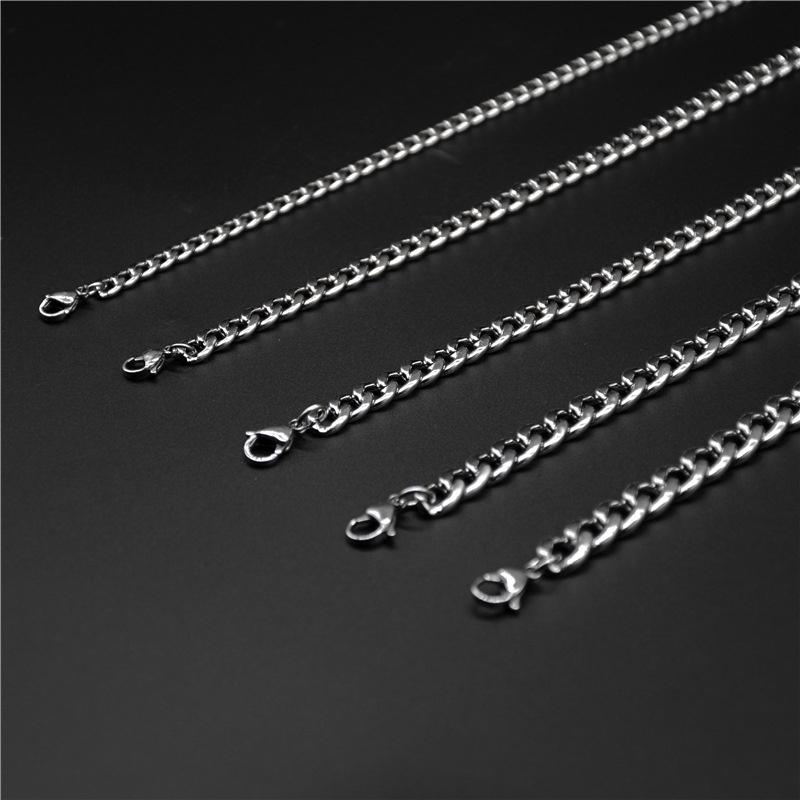 2021 Classic Men Necklace Width 3 To 7 MM Stainless Steel Long Necklace For Men Women Chain Jewelry