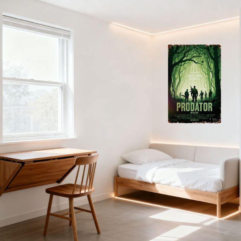 Prodator in the Tree Vintage Metal Tin Sign Distressed Horror Movie Poster Wall Decor for Man Cave Cafe Home Decoration