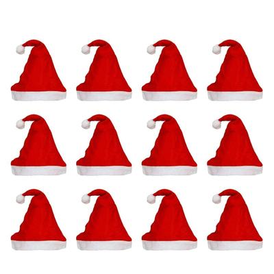 Röda Vita God Jul Mössor (Set om 12) | Jultomte Julhattar för Barn Bebisar Vuxna | Fri Storlek Jultomtehatt för Jul
