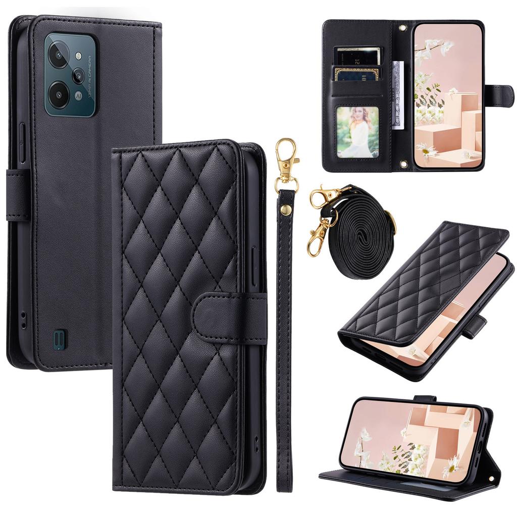 Suitable for Oppo REALME C31 Leather Case A31 Small Fragrant Wind Rhombus Check Card Diagonal Span Handbag A52