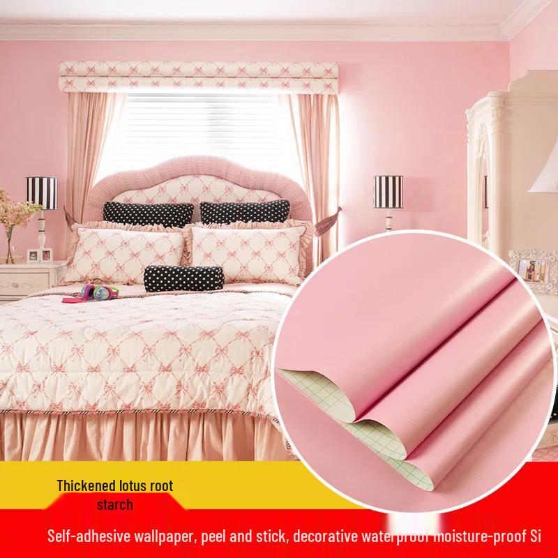 Self-Adhesive Waterproof PVC Wall Mural - Solid Color, Thickened Wallpaper/Sticker for Dorms (White/Black)