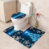 4Pcs Bathroom Shower Curtain Set Christmas Crystal Snowflake Pattern Bathroom Curtain With 12 Hooks Non Slip Rugs Toilet Cover Mat Bathroom Partition