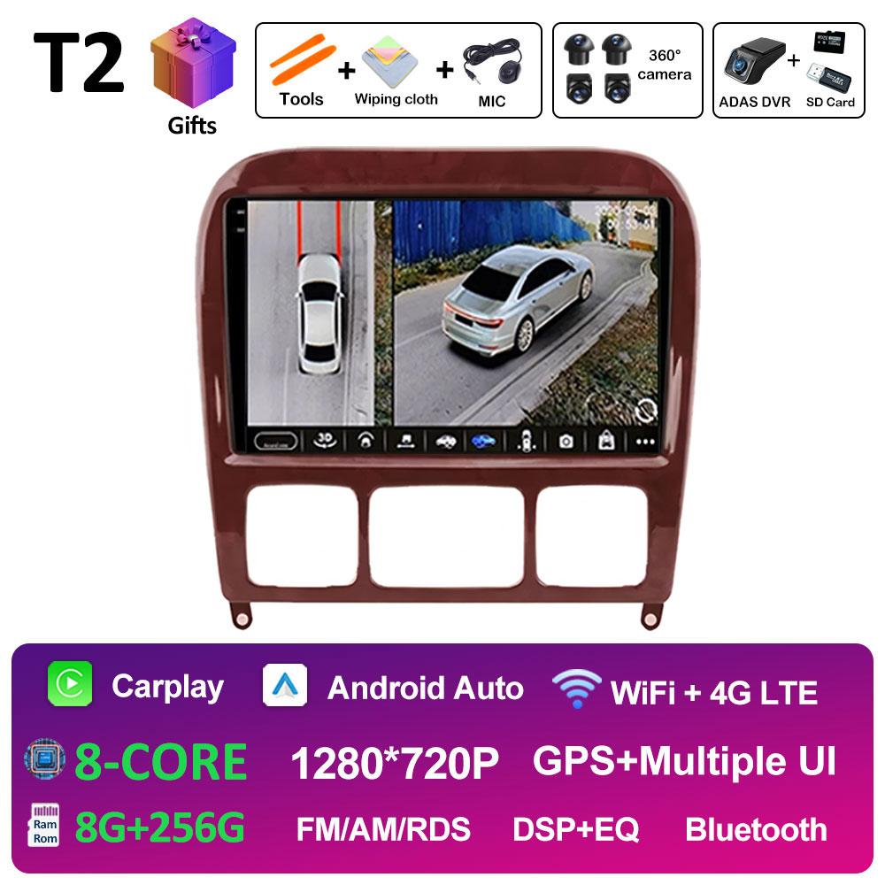 9 inch Android 14 For Mercedes Benz S Class W220 S280 S320 S350 S400 S430 S500 S600 AMG 1998 - 2002 2003 2004 2005 Head Unit BT