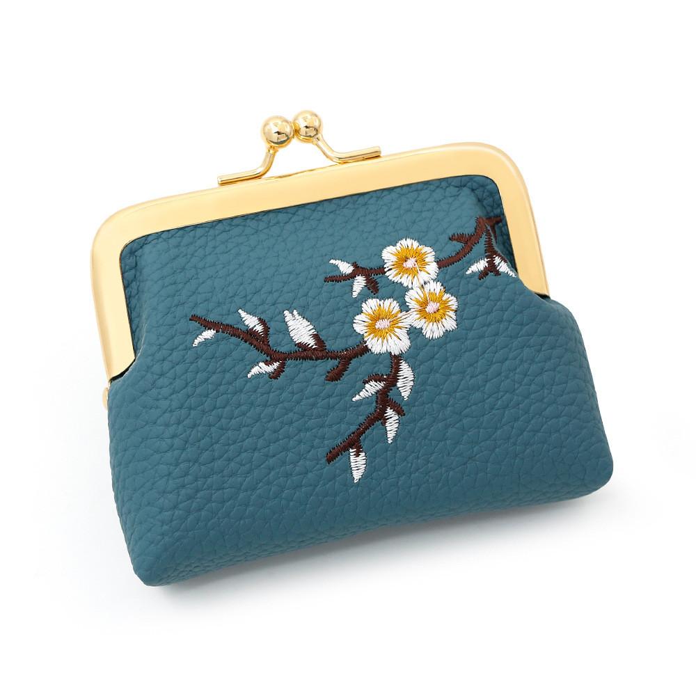 Chinese Style Embroidered Coin Purse With Flower Pattern For Women Daily Use
