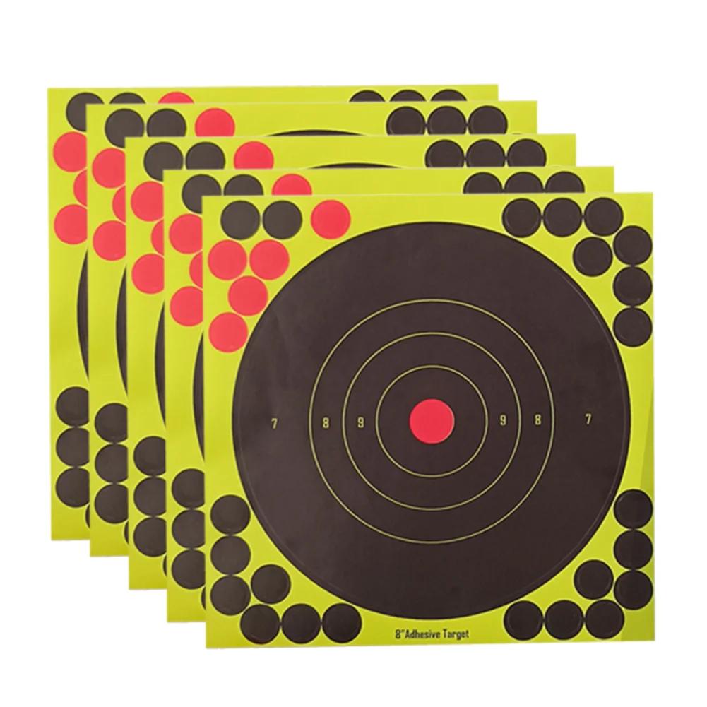 A6 25 Blatt/Packung 8 Zoll Helles Fluoreszierendes Gelbes Splatter-Ziel-Aufkleber - Haftende Reaktive Schießziele
