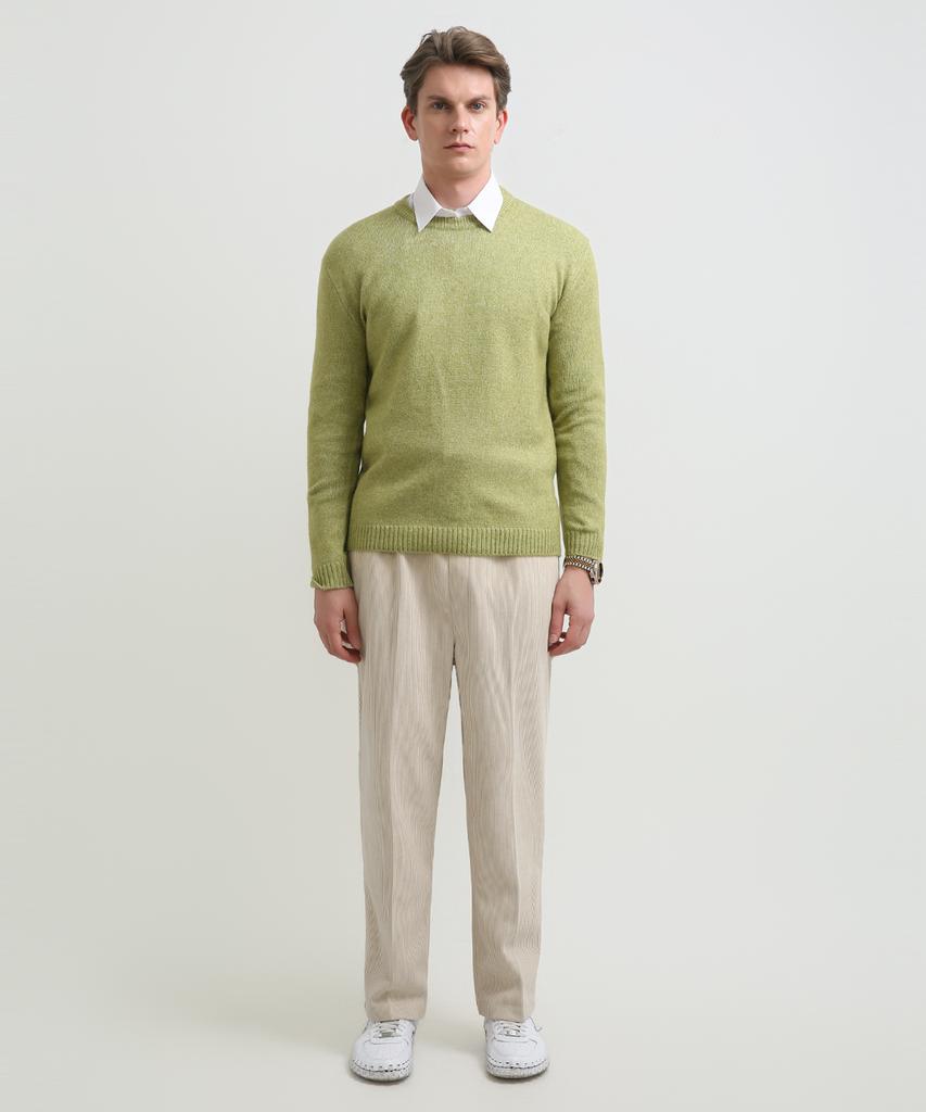 Seuteulaikeu Fine Blend Classic Crew Neck Knit (Lime Green)