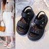 Fashion Sandals 2024 Summer New Style Silver Sports Casual Magic Stickers Beach Shoes for Boys and Girls
