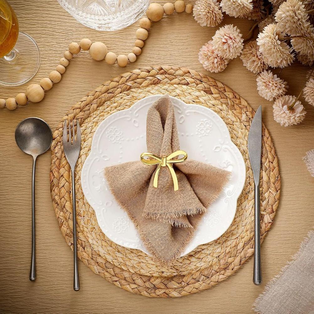 Napkin Rings Metal Bow Shape Set of 6 for Weddings For Dinner Parties Alloy Holders to Secure Napkins Elegantly