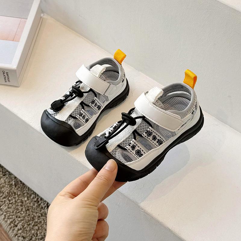 

Girls New Style Flip-flops for Beach Wear, Children s Outdoor Casual Shoes, Front-covered Shoes 25 чорний/білий