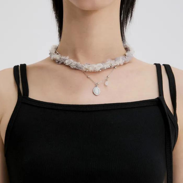 Braided Handmade Necklace (FL-730_Gray)