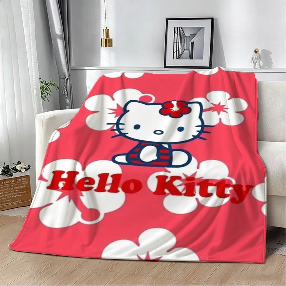 3D H-Hello k-Kitty Cute Cartoon Kawaii Flannel Blanket Soft Throw Blanket Art For Home Decor Bedroom Bed Sofa Picnic Kids Gifts