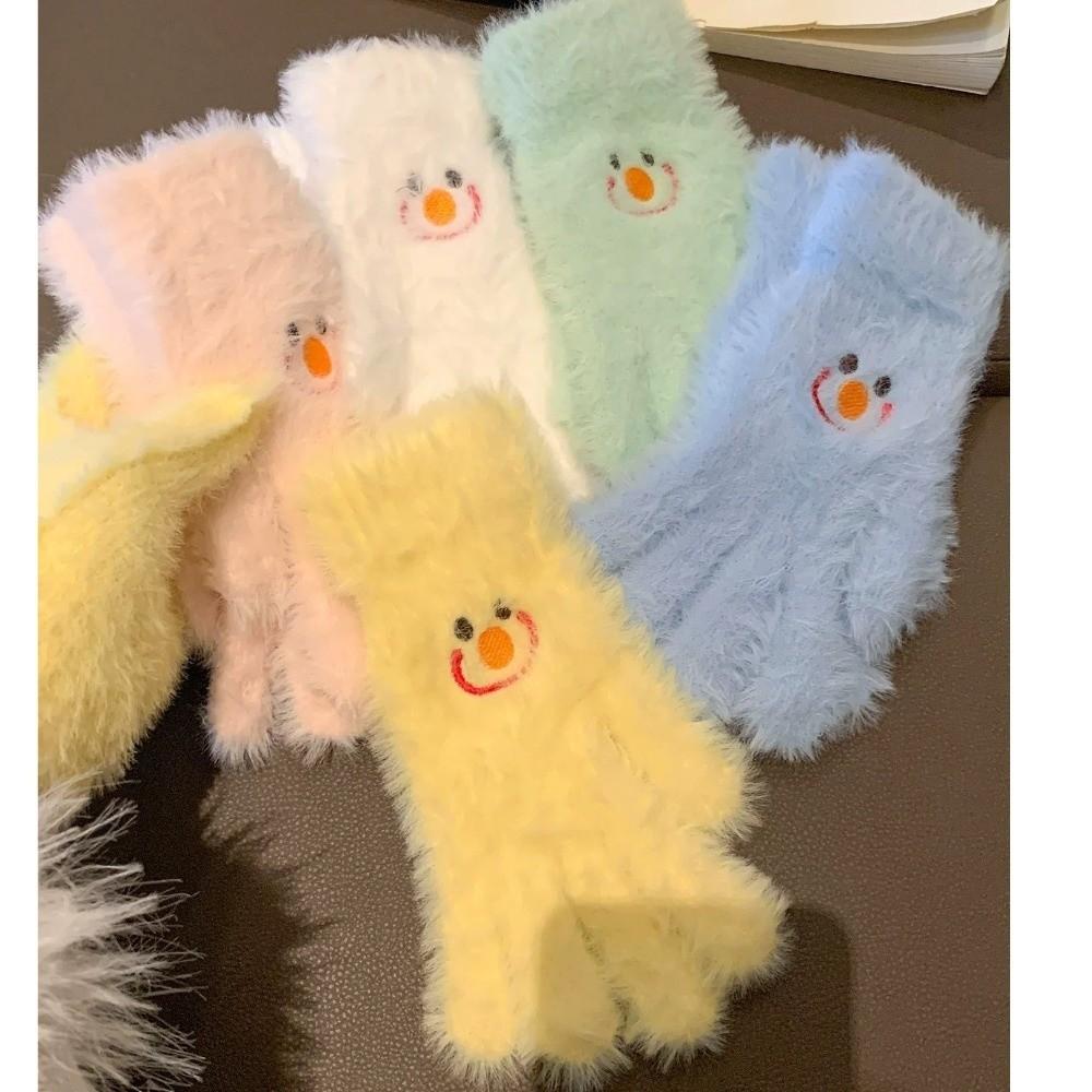 Fleece Lining Faux Mink Fur Gloves Fluffy Cycling Gloves Stylish Winter Warm Gloves For Students