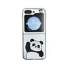 For Samsung Galaxy Z Flip 6 5 4 3 Case Z Flip6 ZFlip6 Cartoon Panda Bracelet Electroplated Silver Shockproof Back Cover