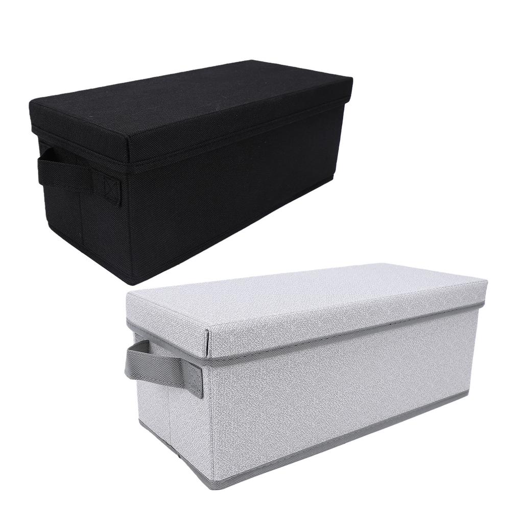 2PCS CD Storage Box with Lid Foldable High Capacity Stackable DVD Holder Case for Desktop Gray White+Black