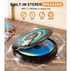 Portable CD Player with Speaker Bluetooth Disman, FM Transmitter, Anti-Skip Protection, Headphones, AUX/USB Supported, LCD Display RGB Light