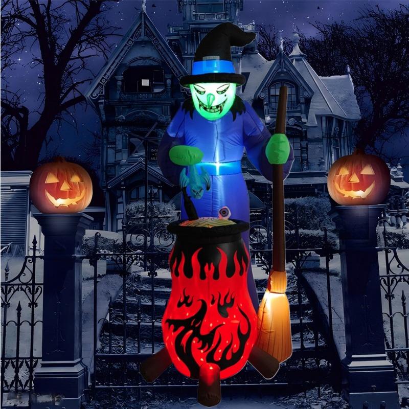 Inflatable Toy Evil Witzard Halloween Inflatable Model Luminous Inflatable Model Halloween Atmosphere Decoration Model