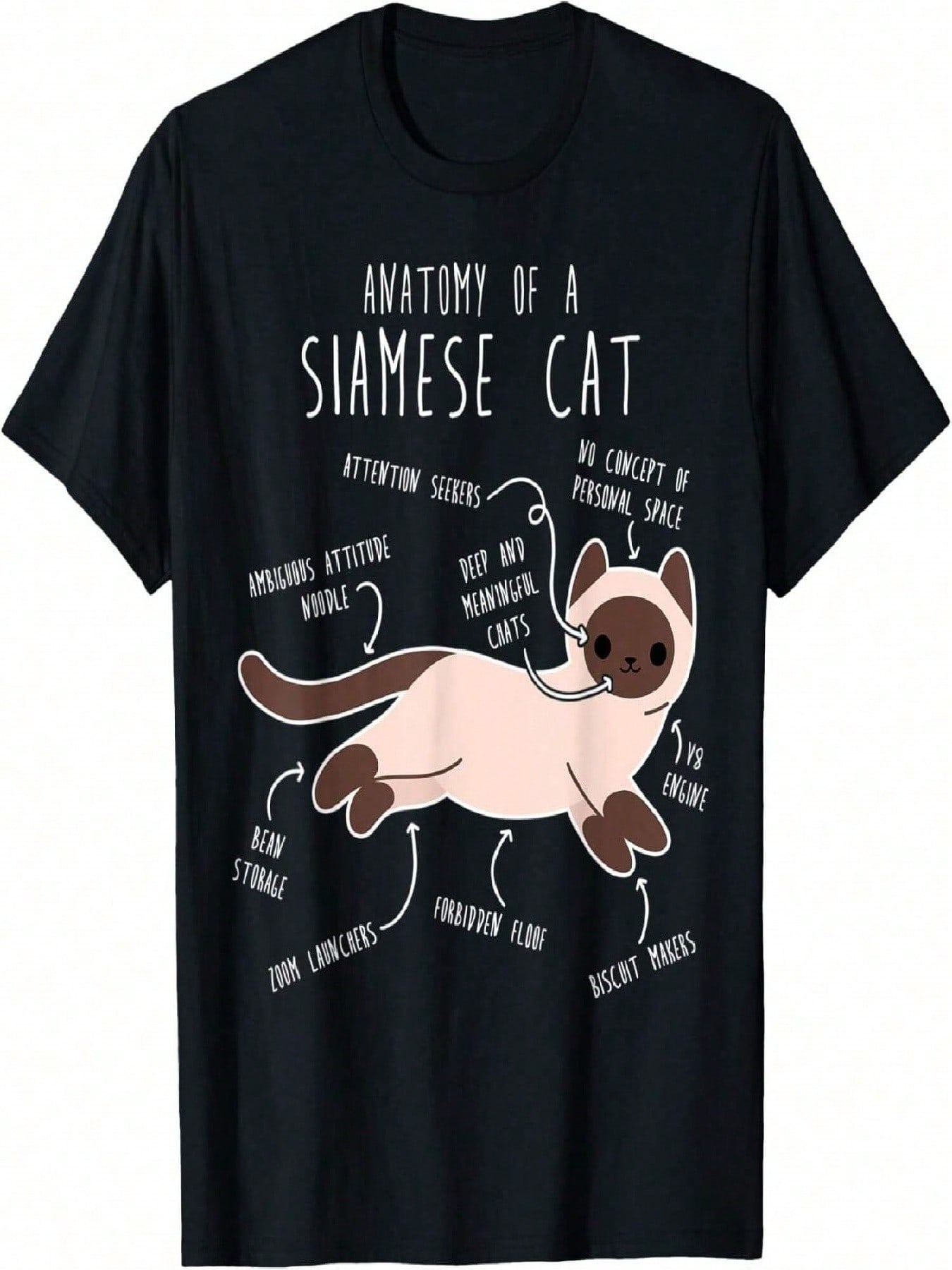 Siamese Cat Anatomy Funny Cute Pet Siamese Mom Dad Cat T-Shirt S разноцветный