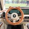 JingJingRS Winter Plush Cartoon Embroidered Steering Wheel Cover