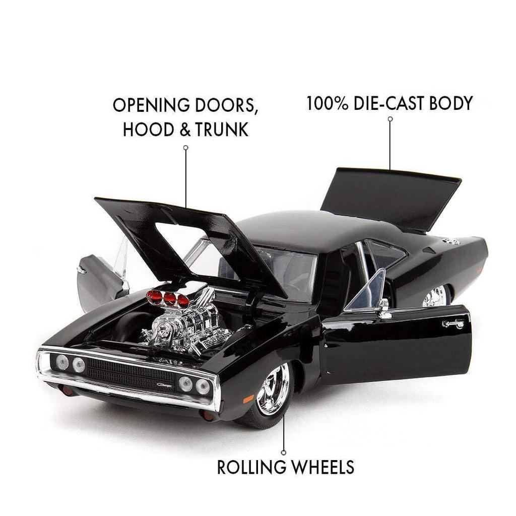 JADA TOYS 1/24 Scale Fast & Furious Dodge Charger 1970 Black F&F Charger Diecast Model Car 35421 [Parallel Import]