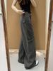 Women's Gray Wide-Leg Denim Jumpsuit - Plus Size, Autumn Slimming Fit