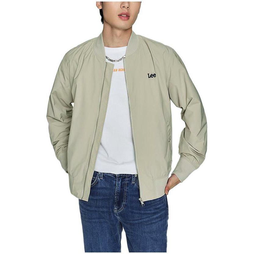 Lee Solid Color Zip Baseball Collar Jacket Men jackets Light-Cyan-Gray LMT006890100092A05169