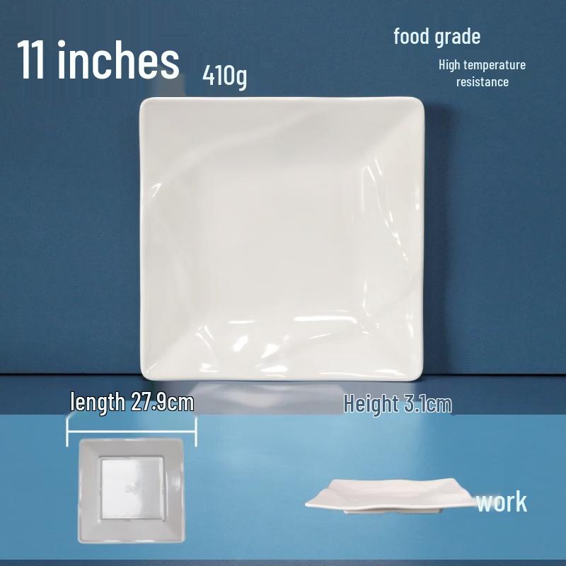 777 White 11-inch Square Melamine Dining Plate