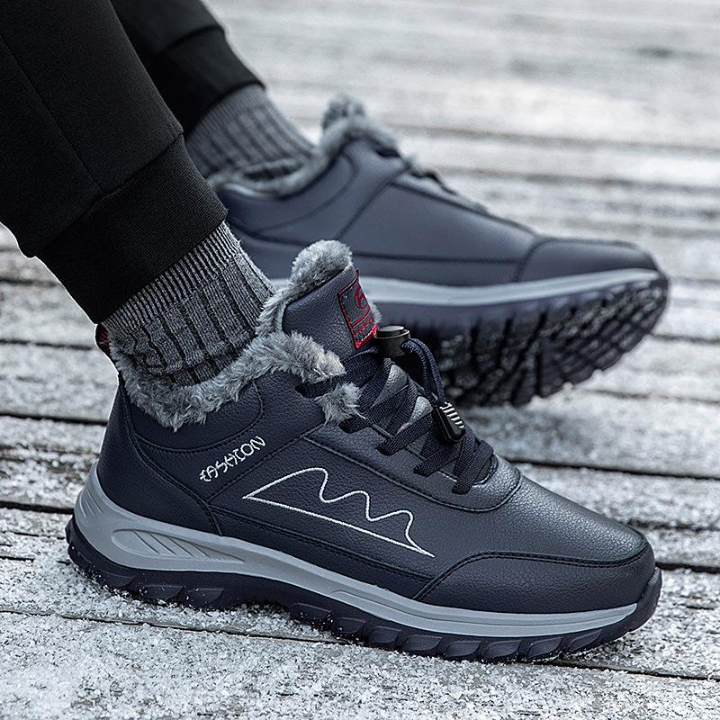 Genuine winter wool cotton shoes thickened and velvet mother snow boots medium warm walking shoes