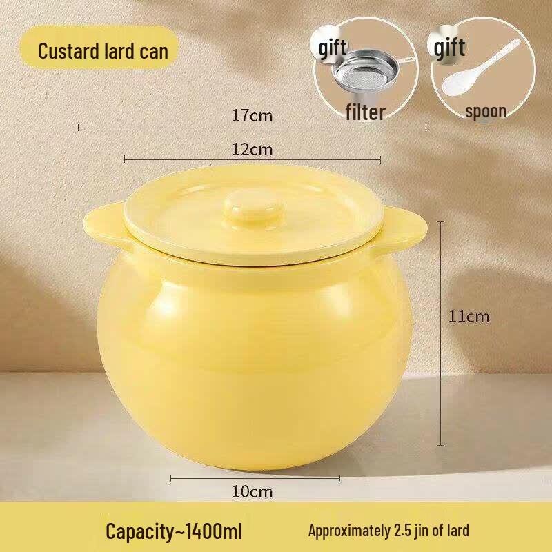 Food-Grade Ceramic Lard Oil Pot with Lid and Filter