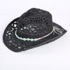 Popular European and American Classic Hollow Western Cowboy Hat Men's and Women's Fashion Vacation Breathable Sunshade Straw Hat